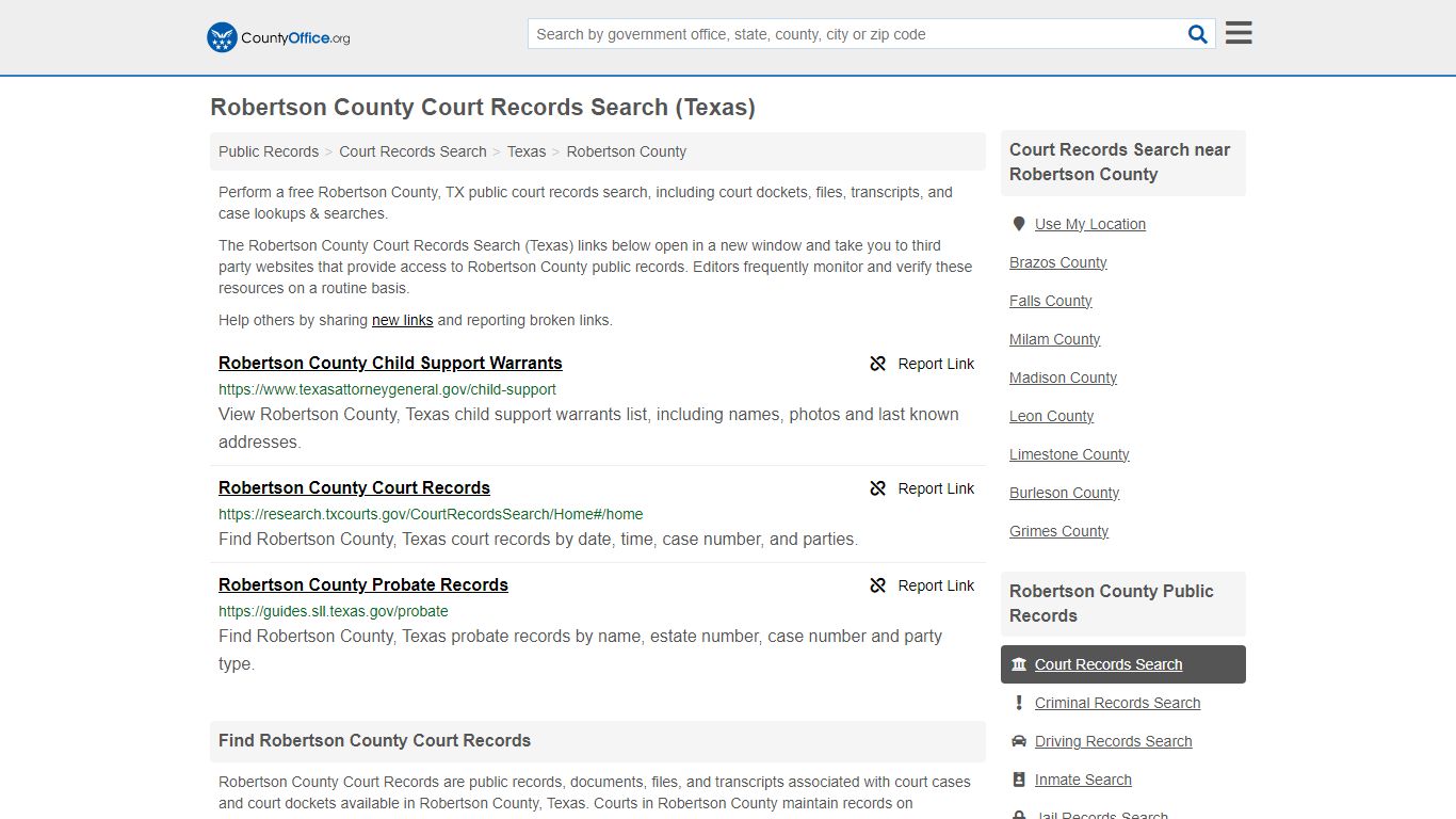 Robertson County Court Records Search (Texas) - County Office